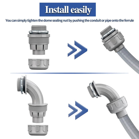 Half Inch 10 Ft Non Metallic Liquid Tight Flexible Conduit Kit With Straight And 90 Degree Angle Fittings for easy installation
