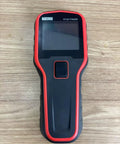 Stud Finder Wall Scanner, 5 in 1 Multifunction Stud Locator with Smart Sensor in red color on wooden surface.