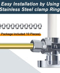 Angle Stop Valve Set Ten Pack One Half Inch Pex To Three Eighths Inch OD Compression Easy Install with Clamp Rings