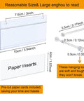 Home Run Plastic Shelf Tags With Zero Hassle Snap Hooks And Ready Paper Cards For Heavy Duty Wire Baskets To Show Price Points And Keep Store Layouts Looking Fresh, showing dimensions and details.