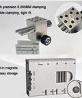Split Type Mini Bench Vise With Table Clamp And Base For Precision 0.005mm Clamping, Handy Workbench Tool For Model Building And Jewelry Making, Securely Holds Tiny Parts And Delicate Components. Stainless steel vise with magnetic base and clamp.