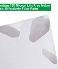 Close-up of 200 Pack 150 Micron Paint Strainers Cone Funnel With Fine Nylon Mesh Tip for clean and clog-free paint filtering
