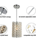 Crystal Flush Mount Ceiling Light, 1 Light, Bulb Included, Silver Chrome Finish, Modern Living Room Fixture For Dining Room, Kitchen Island