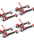 Heavy Duty Car Wheel Dolly Set Of Four For Rolling Loaded Rides With Six Thousand Lb Capacity Anti Slip Foot Pedal and smooth 360 swivel casters