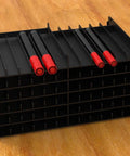 72 Slot Art Marker Storage Tray Desk Organizer With Adjustable Dividers, Modular And Expandable, stackable black plastic