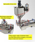 Horizontal Pneumatic Paste Liquid Filling Machine With Heating And Stirring Function Stainless Steel Dual Nozzle 100 To 1000 Ml Capacity with high-quality mixing motor.