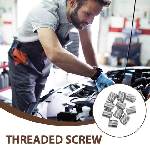 Mechanic using Stainless Steel Threaded Screw Inserts M8 Thread Repair Kit For Automotive Maintenance And Mechanical Equipment