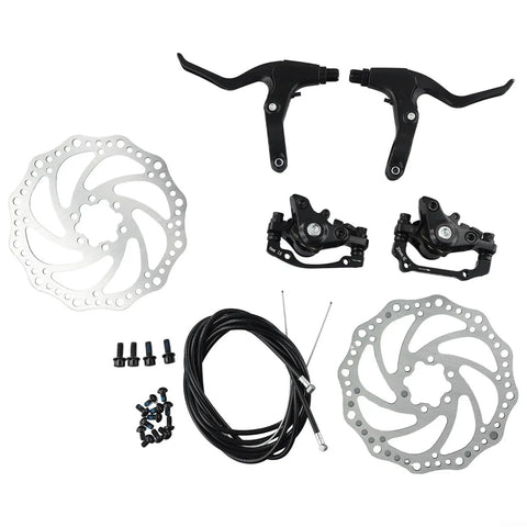 Rock Solid Mechanical Disc Brake Set For Mountain Bike With Front Rear Wire Calipers 160mm Rotors Alloy construction components.