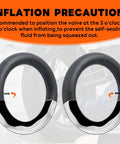 2 Pack Self Sealing Fat E Bike Tubes 20 By 4 Inch Puncture Resistant Inner Tubes With 32mm Schrader Valve Compatible With 20 By 3.5 To 4.0 Fat Bike Tires 89 102 406, showing inflation instruction with arrow detail.