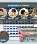 Illustration of Absolute Essential Electrostatic Air Vent Filters 12 By 140 Inch Merv 8 showing before and after cleaning air vents.