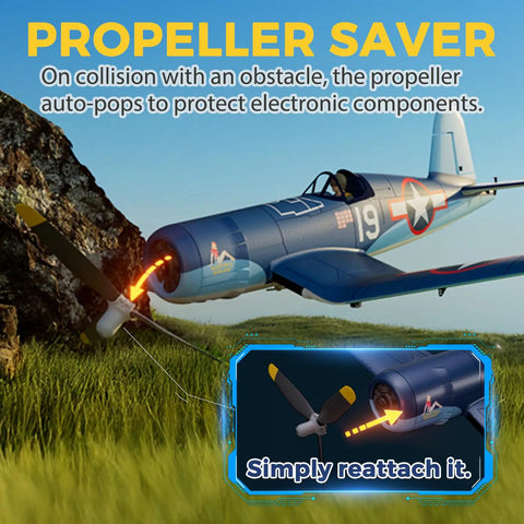 High-Performance 3-Blade RC Plane Propeller Set For F4U Corsair 500mm Brushless 4-Channel Airplane with propeller saver feature