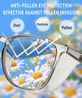 Tough As Nails Safety Glasses With Anti Fog Shield And Blue Light Blocker reflecting daisies, effective against dust and pollen.