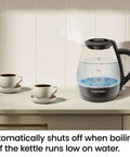 Electric Kettle With Tea Infuser 1L Compact 1500W Fast Boil Auto Shut Off No Fuss Boil Dry Protection Removable Lid on counter