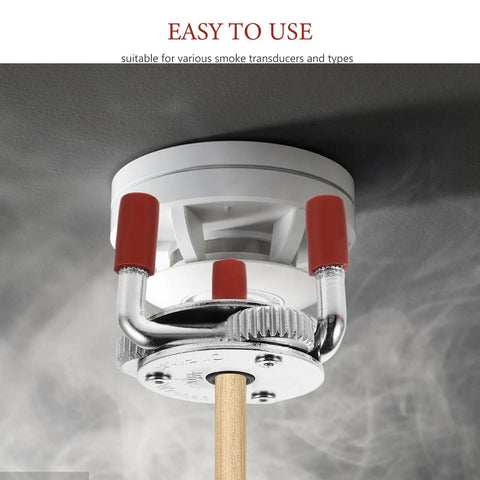 Heavy Duty Stainless Steel Smoke Sensor Removal Wrench For Fast Transducer Grip And Smooth Hands Free Maintenance No Sweat Extra Safety Tool For Quick Hvac Upkeep in use on smoke detector.