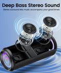 Portable Bluetooth Speaker With Bluetooth 5.4, 20W HD Loud Stereo Sound featuring internal speaker components and RGB lights