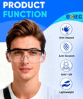 Heavy Duty Clear Safety Glasses With Built Different Eye Protection And Razor Sharp Lenses For Construction Sites Dirt Roads And Garage Grind To Keep Your Vision Crisp worn by a young man with anti-impact features.