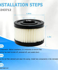 Two Pack Air Compressor Filter Elements Fits Ingersoll Rand 4YW07 1WF72 SS3 Replacement with installation steps and dimensions