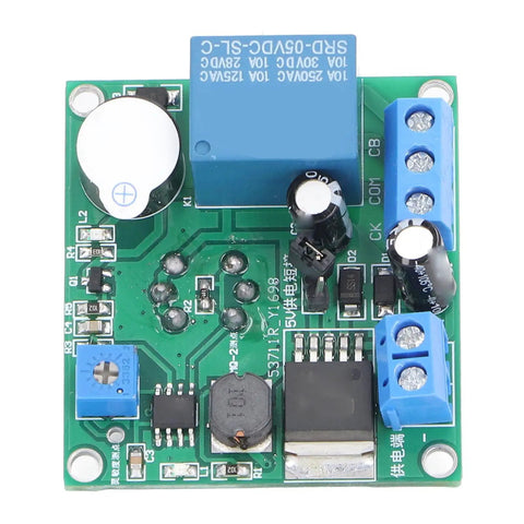 MQ 2 Smoke Sensor Module With Buzzer Alert And Relay Switch, detailed view of green circuit board with components.