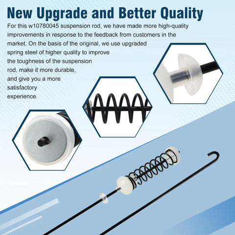 Durable Washer Suspension Rod Kit Replacement For Whirlpool Kenmore Amana Maytag Crosley Inglis, upgrade features detail