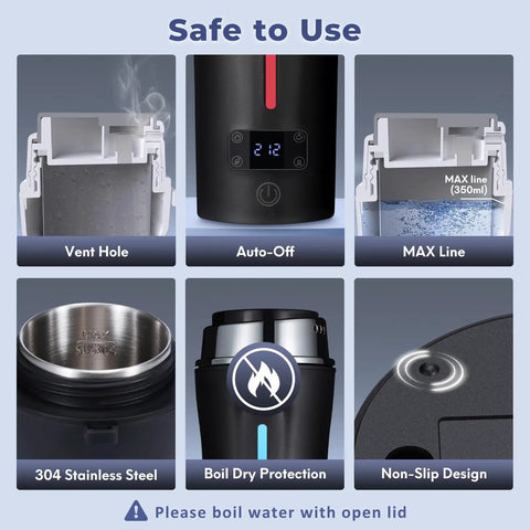 Features of Global Travel Kettle With Dual Voltage 110-240V Portable Electric Kettle LCD Display Four Temperature Settings LED