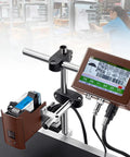 Industrial Automatic Coding Machine Inkjet Printer With Touch Screen mounted on conveyor for batch number and barcode printing.