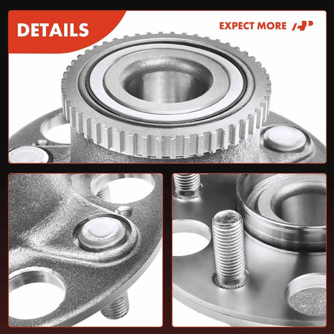 Close-up of Rear Wheel Bearing and Hub Assembly with ABS Ring, showcasing sealed precision bearing details, fits Acura TL and Honda Accord 1998-2003.