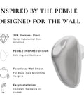 Sweet Looking Pebble Wall Hook Built From Top Shelf 304 Stainless Steel, pebble design for hanging bags and hats.