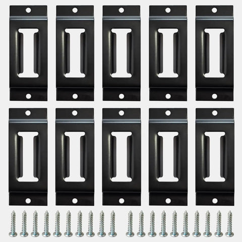 Heavy Duty 10 Pack E Track Tie Down Anchors Single Slot Anchor Points With Screws, black steel mounts for cargo.