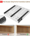 Two Pack Slide Out Cabinet Organizers With Adjustable Width And Depth For Kitchen Storage Smooth Glide Drawer designed for frameless cabinets.