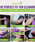 Streak Free Screen Cleaner Spray Kit With Microfiber Cloths used on TV, computer, car screens, smartphones, eyeglasses, tablets