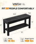 Rugged Rustic Storage Bench With Solid Wood Seat And Slatted Shelf Indoor Outdoor Shoe Rack 450 Lb Capacity Black 40 Inch