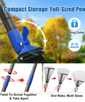 Adjustable Metal Leaf Rake With Expandable 8 To 17 Inch Head And 45 Inch Collapsible Heavy Duty Handle shown with locking collar.