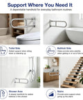 Foldable Toilet Grab Bar 24 Inch Stainless Steel Handrail Heavy Duty Bathroom Safety Rail Flip Up Space Saving Assist Handle by toilet