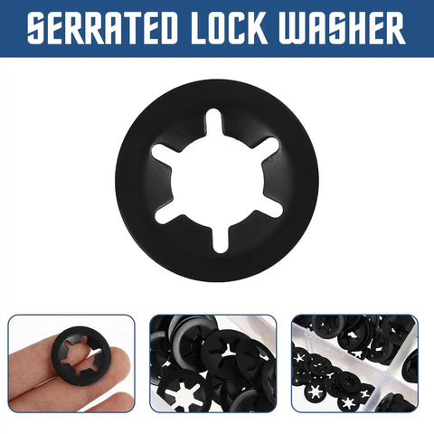 Internal Tooth Serrated Push On Lock Washers Set 280 Piece Fasteners for Automotive and Home Hardware