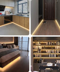 LED Strip Lights With Motion Sensor Remote And Adapter 16.4ft Warm White 3000K Dimmable Tape Lighting Under Cabinets and Bedroom