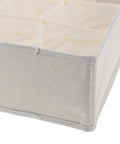 Sturdy Fabric Drawer Organizer Box With Segmented Compartments For Socks Underwear And Clothing Sorter Prime Home Setup close-up view of beige unit.