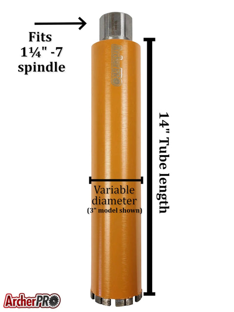 Four Inch Diamond Turbo Core Drill Bit Hole Saw For Concrete And Masonry With Fourteen Inch Drill Depth And One And One Quarter Inch Arbor For Core Drill Stand Rig Dry And Wet Use