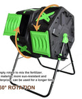 Dual Chamber Compost Tumbler With 360 Degree Rotating Bin 140L Heavy Duty Outdoor Compost Bin For Parks Gardens Farms And Orchards Mobile Rolling Design For Easy Turn Sturdy PP Frame in use