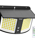 Solar Motion Sensor Flood Light With Remote Control No Fuss Dual Color 3000K 6500K 180 Degree Radar IP65 Outdoor Wall Light
