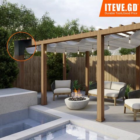 Heavy Duty Galvanized Steel Pergola Bracket Kit 2 Pack For Outdoor DIY Projects Built To Last 2 Way L Shaped Corner Brackets Fit 4 By 4 Inch Lumber Actual 3.5 By 3.5 Inches With Rust Proof Hardware For Pergolas Porches Cabins