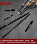 9 Piece Impact Socket Adapter Set For Power Drill To High Torque Wrench, 1/4 Inch, 3/8 Inch And 1/2 Inch Drives displayed with drill