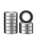 10 Pack 6304 2RS Deep Groove Ball Bearings 20x52x15mm Chrome Steel Double Shielded stacked for heavy duty precision uses.
