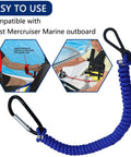 Boat Kill Switch Lanyard Replacement Tether 54 Inch Blue For Outboard Boats Safety Lanyard Cord shown in use on boat