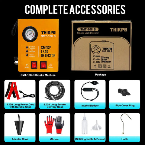 Sick Auto Smoke Machine with Built-In Air Pump, Evap Vacuum Leak Tester Catches Every Leak, Killer for Turbo Systems, Engine Blocks, and Throttle Shafts, Zero Bullshit Diagnosis Rig Tool with accessories and packaging.