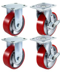 Rock Solid 6 Inch Polyurethane Caster Wheels Set Of Four With 4000 Lbs Load Capacity two swivel locking and two rigid plates for tough shop gear