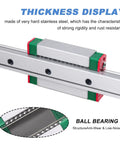 Premium Quality MGN12 Linear Guide Rail System 300Mm with heavy duty bearing showing thickness and ball bearing assembly.