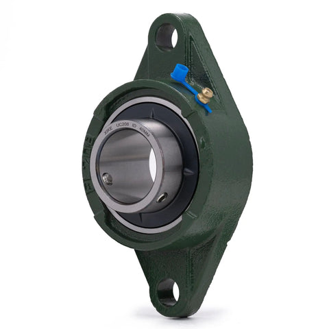 Rock Solid 2 Pack UCFL208 Pillow Block Flange Mounted Ball Bearings With 40 Millimeter Bore showing green cast iron housing and chrome steel insert.