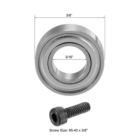 Pro Level Top Mounted Bearing Kit 12 Pack 3/16 Inch Inner Diameter 3/8 Inch Outer Diameter 1/8 Inch Thick Chrome Steel Router Bit Accessories