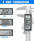 Handy Digital Caliper Measuring Tool Stainless Steel With Large LCD Screen, 0 To 6 Inch Precision Caliper with 3 unit conversion screens.