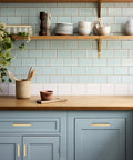 Top Shelf Champagne Gold Square Cabinet Handles For Modern Kitchen Drawers Hella Strong Heavy Duty Metal Construction With Ultra Smooth Finish And Quick Install 4 Inch Spread on blue cabinets.